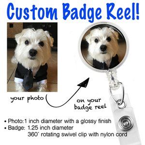 Photo Badge Reel, Dog Badge Reel, custom badge